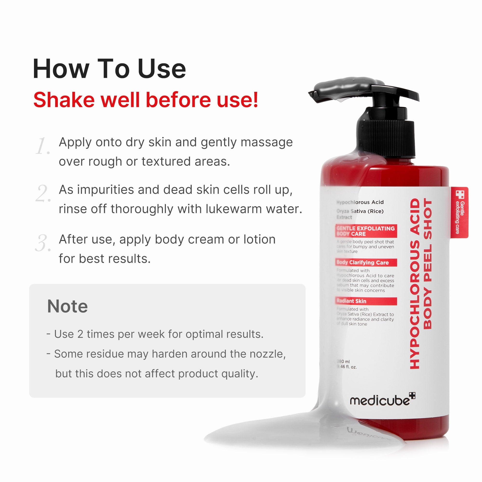hypochloorzuur rijst body peel shot